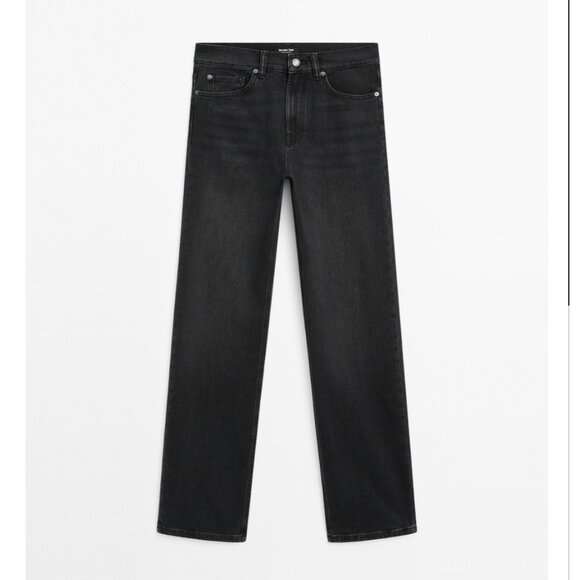 Zara High-waisted Straight Jeans Black Size 12 - Picture 4 of 15